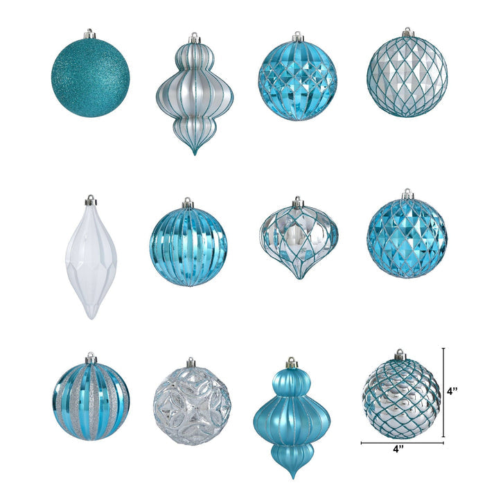 Holiday Lux Shatterproof, 12 Count Christmas Tree Ornament Set, 100mm with Re-Useable Box