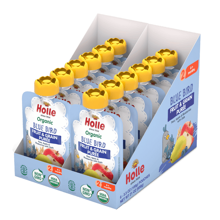 Holle Organic Blue Bird - Fruit & Grain Purée Pouches - Formuland