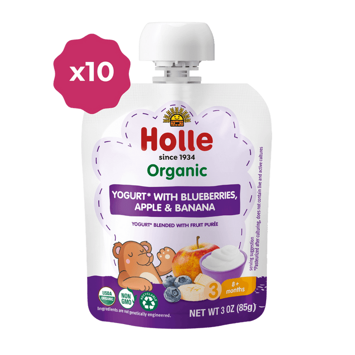 Holle Organic Blueberries, Apple & Banana Yogurt Pouches - Formuland