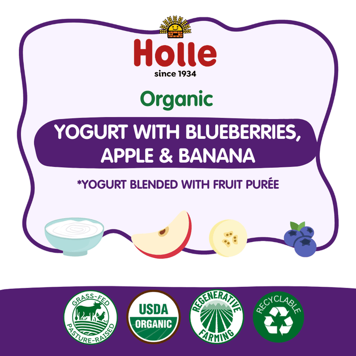 Holle Organic Blueberries, Apple & Banana Yogurt Pouches - Formuland