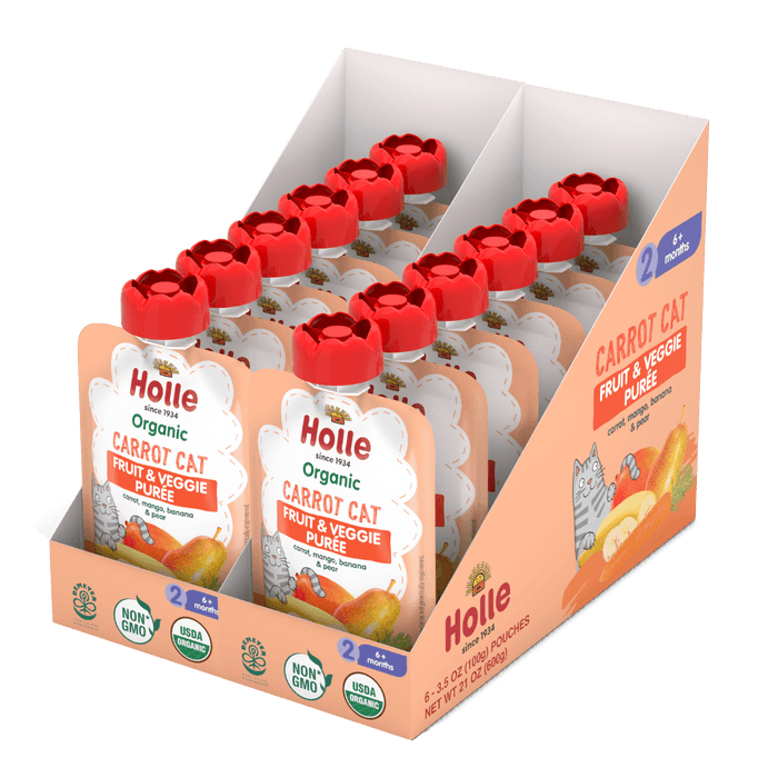 Holle Organic Carrot Cat - Fruit & Veggie Purée Pouches - Formuland