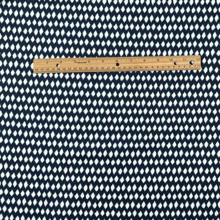 Indigo Ikat Print  Cotton Stretch Sateen