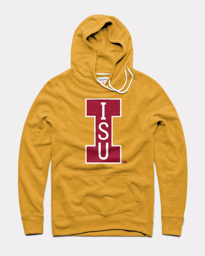 Gold ISU Iowa State Cyclones Block "I" Monogram Vintage Hoodie