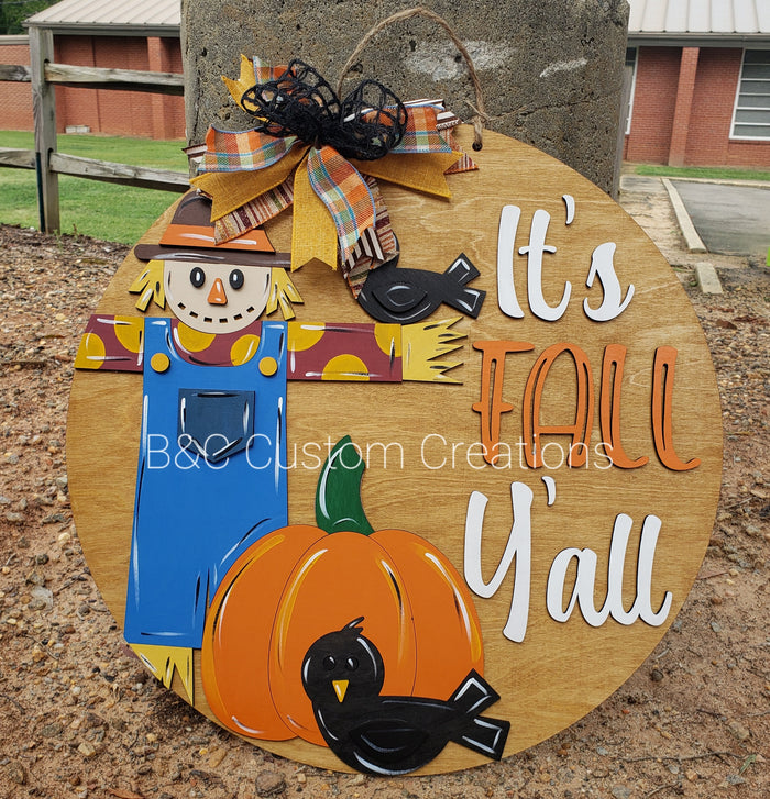 Its Fall Y'all Scarecrow Round