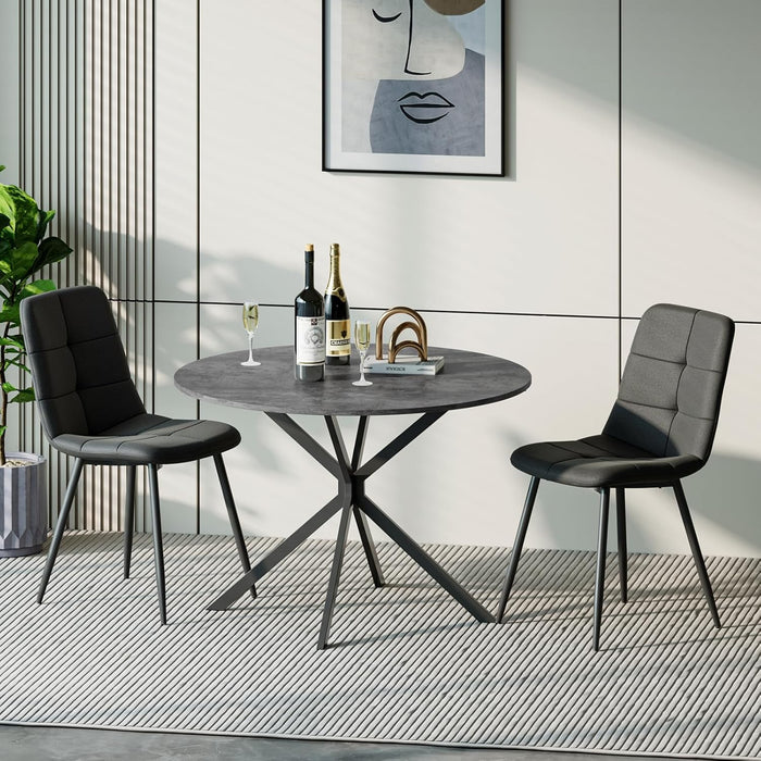 Black Linen Chairs / Set of 2
