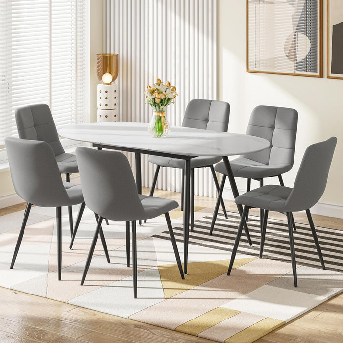 Grey Linen Chairs / Set of 6