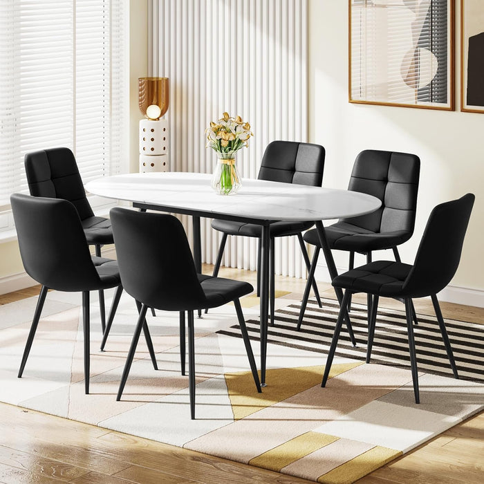 Black Linen Chairs / Set of 6