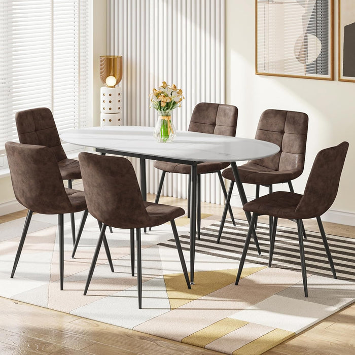 Brown Faux Leather Chairs / Set of 6