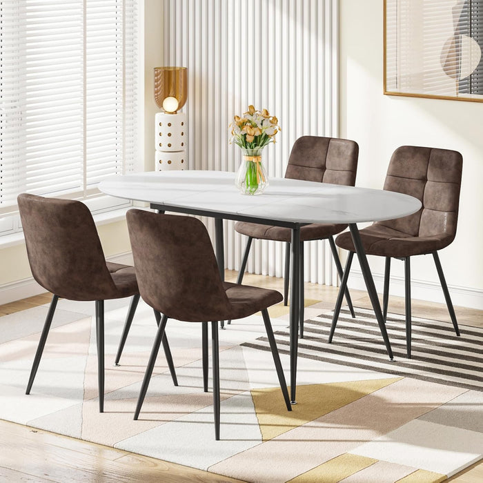 Brown Faux Leather Chairs / Set of 4