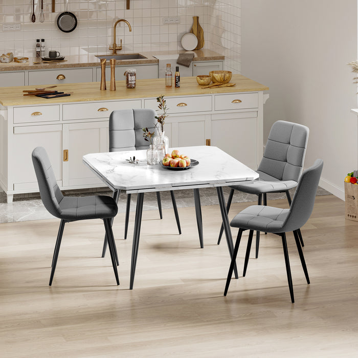 Marble Effect / Grey Linen Chairs / Set of 4