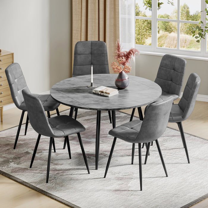 Concrete Effect / Grey Pu Chairs / Set of 6