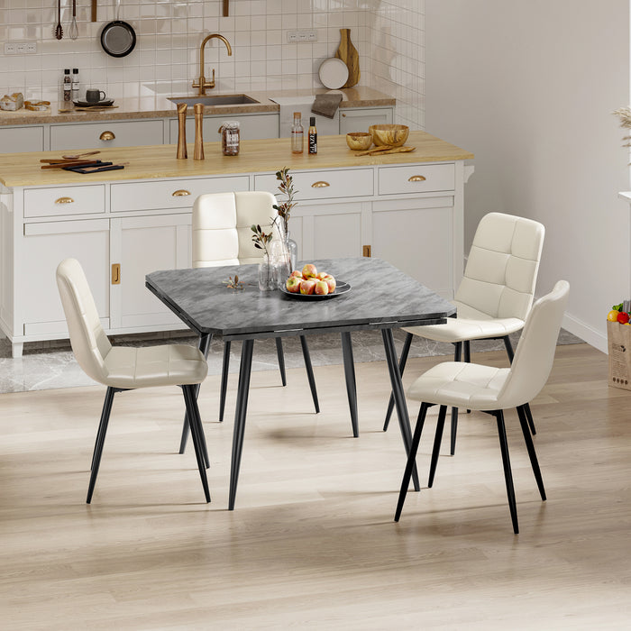 Concrete Effect / Beige Pu Chairs / Set of 4