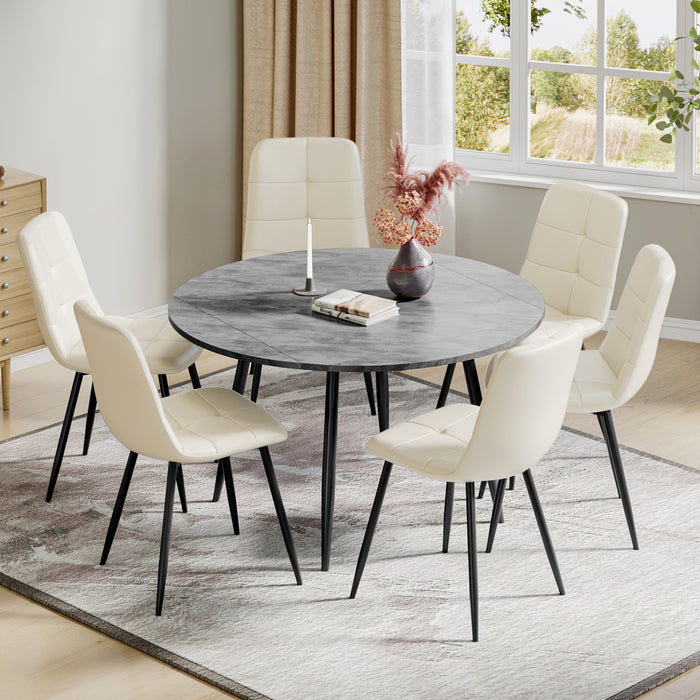 Concrete Effect / Beige Pu Chairs / Set of 6