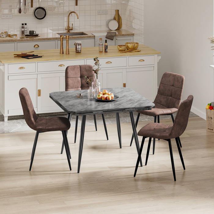Concrete Effect / Brown Faux Leather Chairs / Set of 4