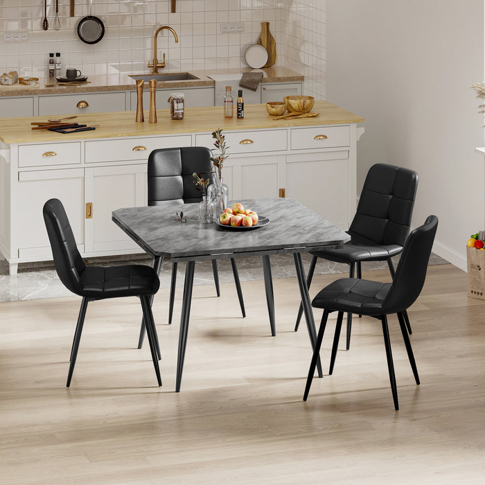 Concrete Effect / Black Pu Chairs / Set of 4