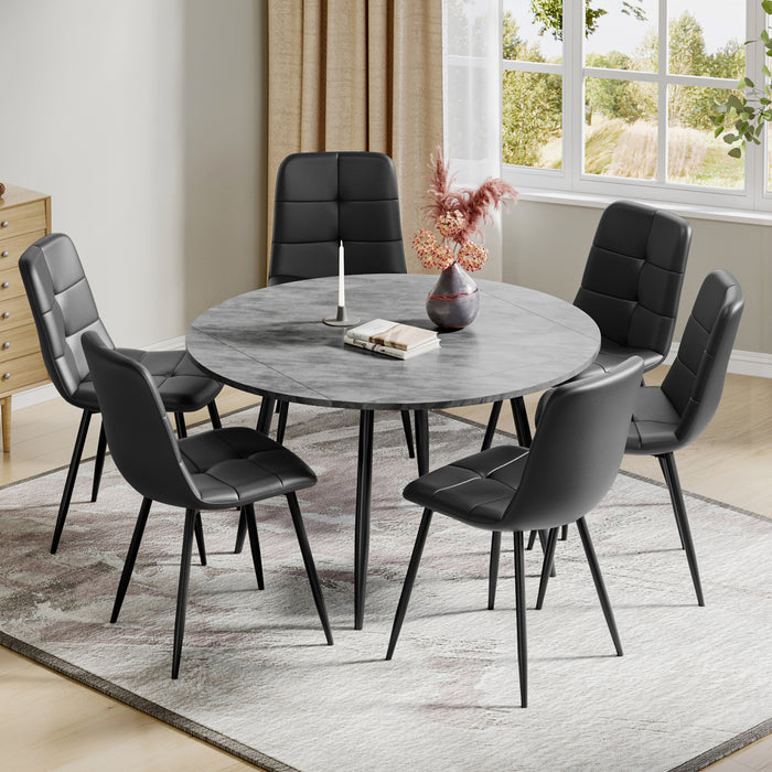 Concrete Effect / Black Pu Chairs / Set of 6