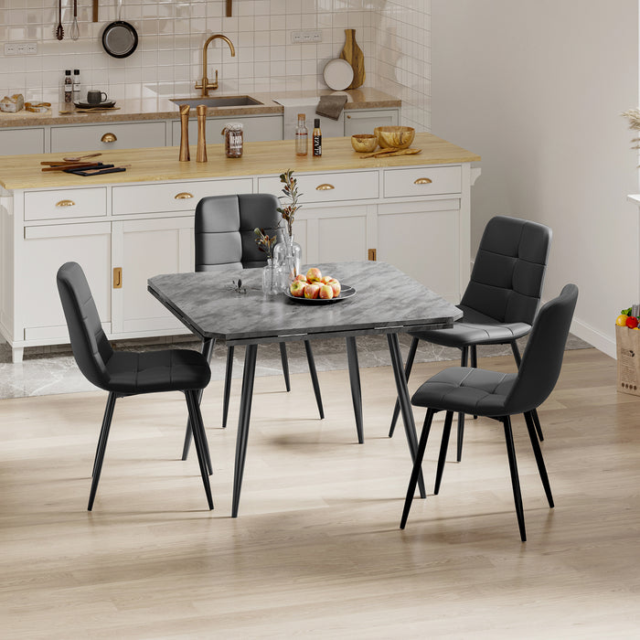 Concrete Effect / Black Linen Chairs / Set of 4