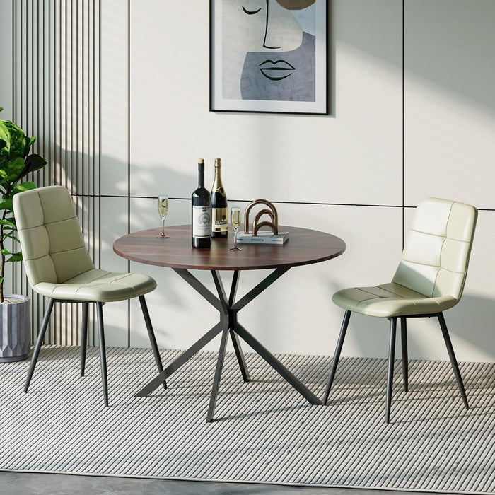 Wood Effect Table / Beige Pu Chairs / Set of 2