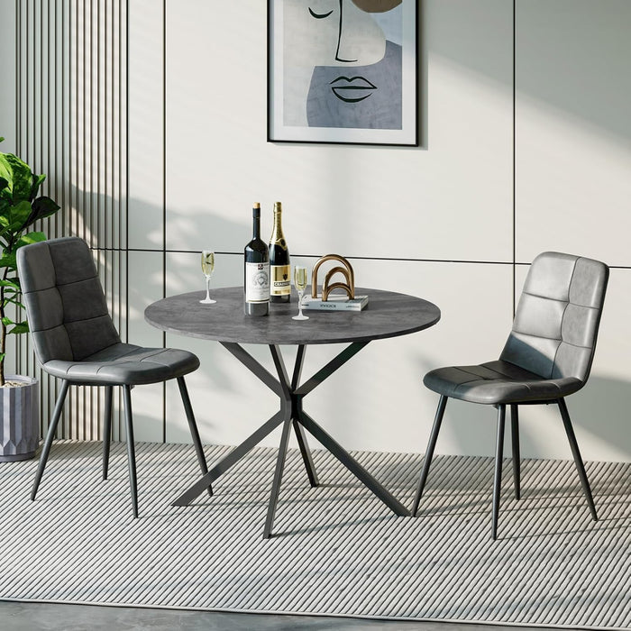 Concrete Effect Table / Grey Pu Chairs / Set of 2