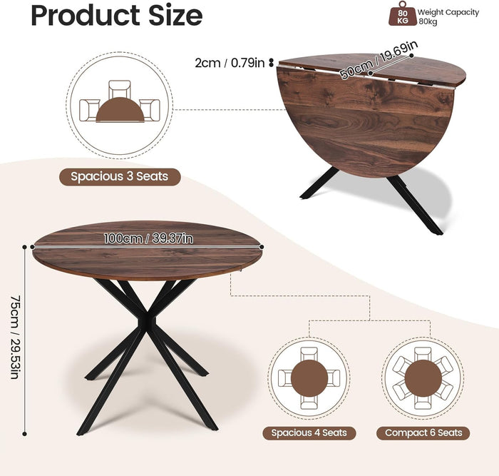 Joolihome Folding Round Dining Table and 2 or 4 Chairs Set