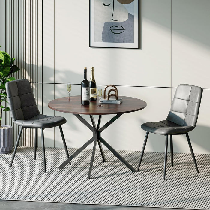 Wood Effect Table / Grey Pu Chairs / Set of 2