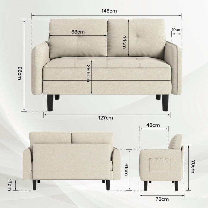 Joolihome Modern 2 Seater Sofa Linen