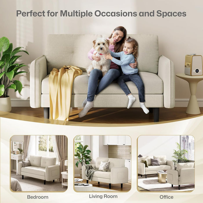 Joolihome Modern 2 Seater Sofa Linen