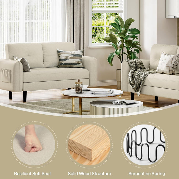 Joolihome Modern 2 Seater Sofa Linen