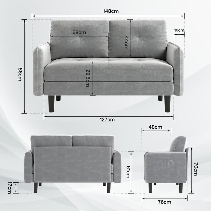 Joolihome Modern 2 Seater Sofa Velvet Grey