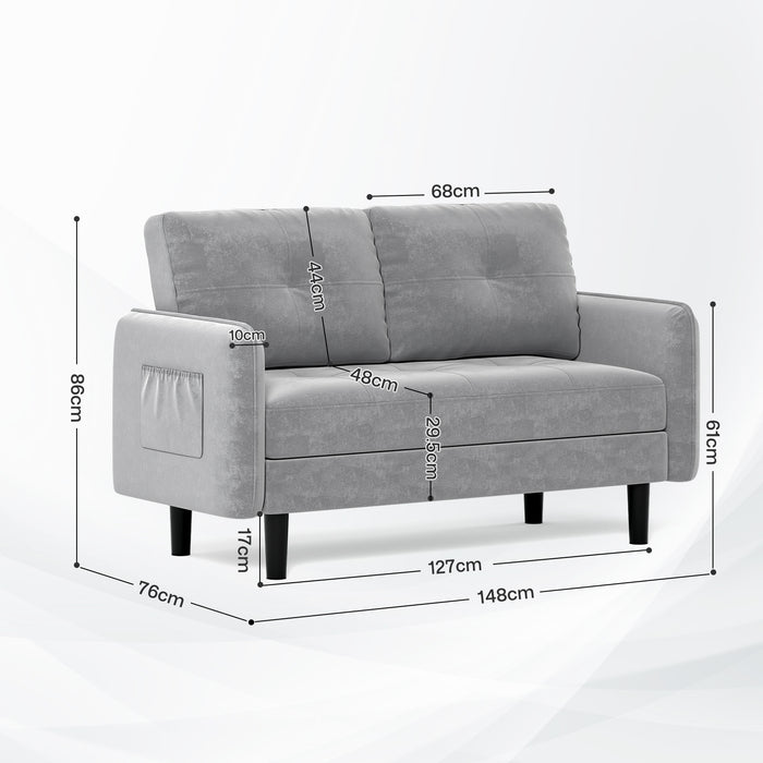 Joolihome Modern 2 Seater Sofa Velvet Grey