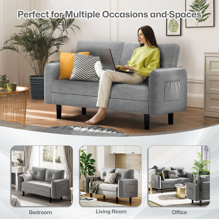 Joolihome Modern 2 Seater Sofa Velvet Grey