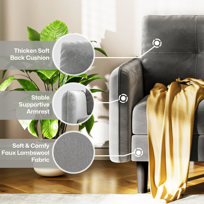 Joolihome Modern 2 Seater Sofa Velvet Grey