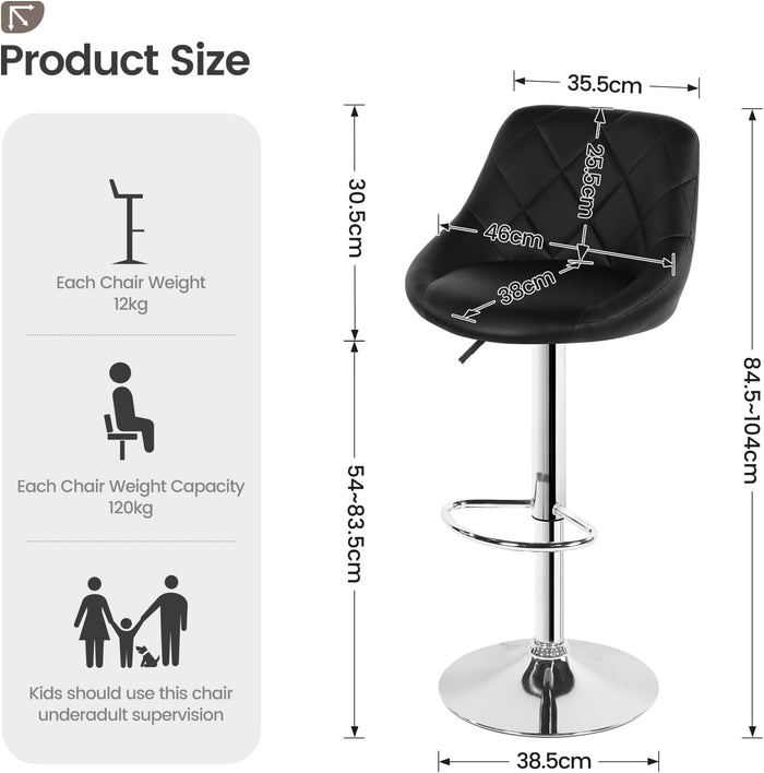 Joolihome Modern Ergonomical Bar Stool Set of 2