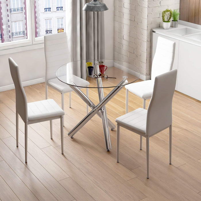 Joolihome Round Dining Table with Chrome Stylish Stable Table Legs