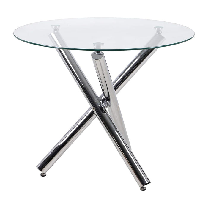 Joolihome Round Dining Table with Chrome Stylish Stable Table Legs