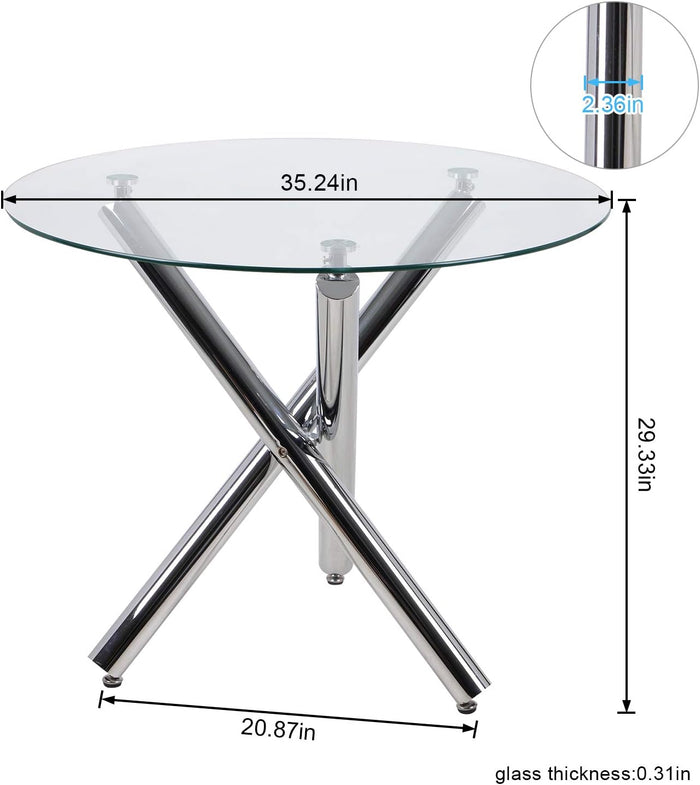 Joolihome Round Dining Table with Chrome Stylish Stable Table Legs