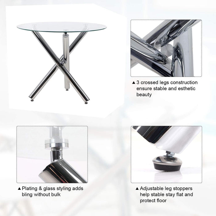 Joolihome Round Dining Table with Chrome Stylish Stable Table Legs