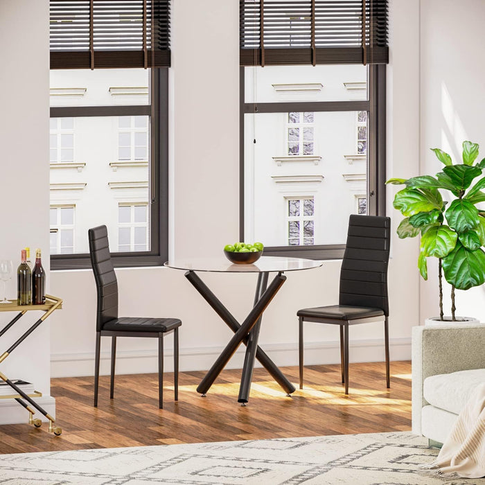 Joolihome Round Dining Table with Chrome Stylish Stable Table Legs