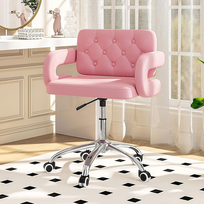 Joolihome Swivel Faux Leather Chair with C-Armrests