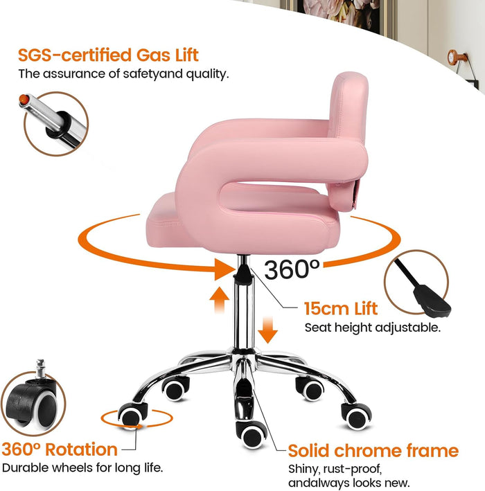 Joolihome Swivel Faux Leather Chair with C-Armrests