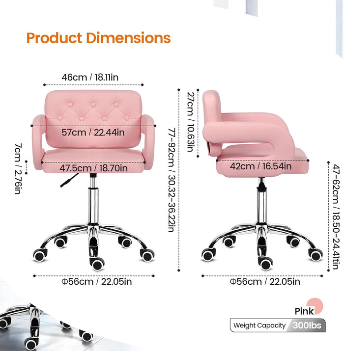 Joolihome Swivel Faux Leather Chair with C-Armrests