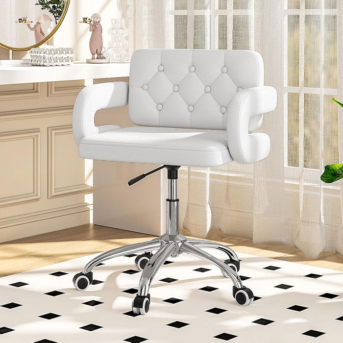 Joolihome Swivel Faux Leather Chair with C-Armrests