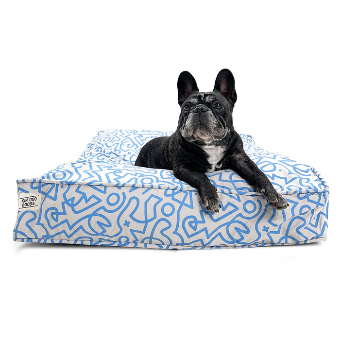 KIN Bed Rectangle - Blue Scribbles
