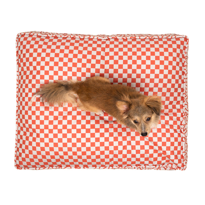 KIN Bed Rectangle - Terracotta Checkers