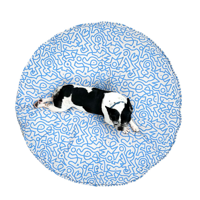 KIN Bed Round - Blue Scribbles