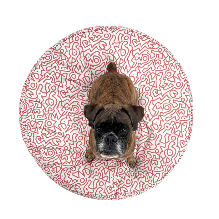 KIN Bed Round - Terracotta Scribbles
