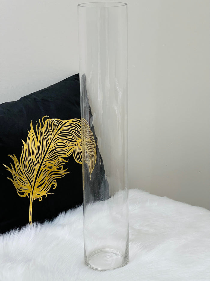 Long Glass Cylindrical Table Vase