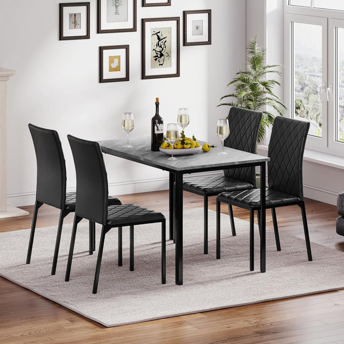 Marble Effect Dining Table and 4 Chairs Set
