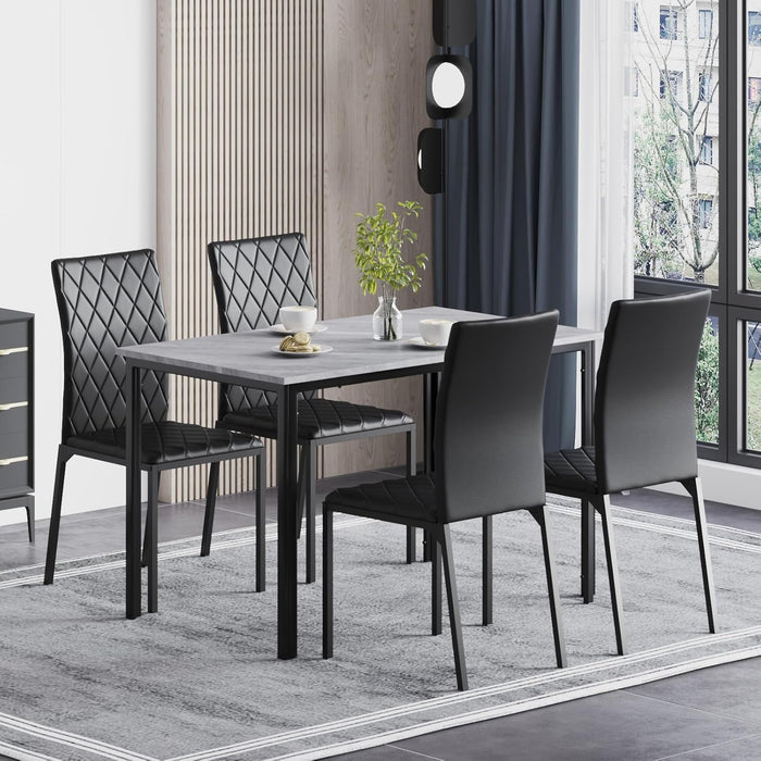 Marble Effect Dining Table and 4 Chairs Set