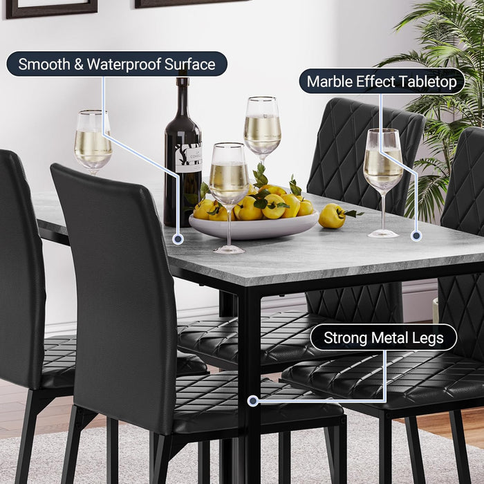 Marble Effect Dining Table and 4 Chairs Set